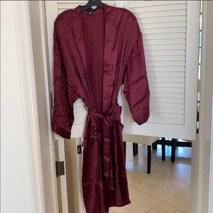 Rare Wine Red Silk Robe OS New